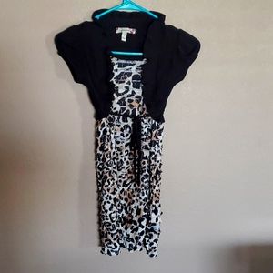 Girls black & leopard dress size 7.